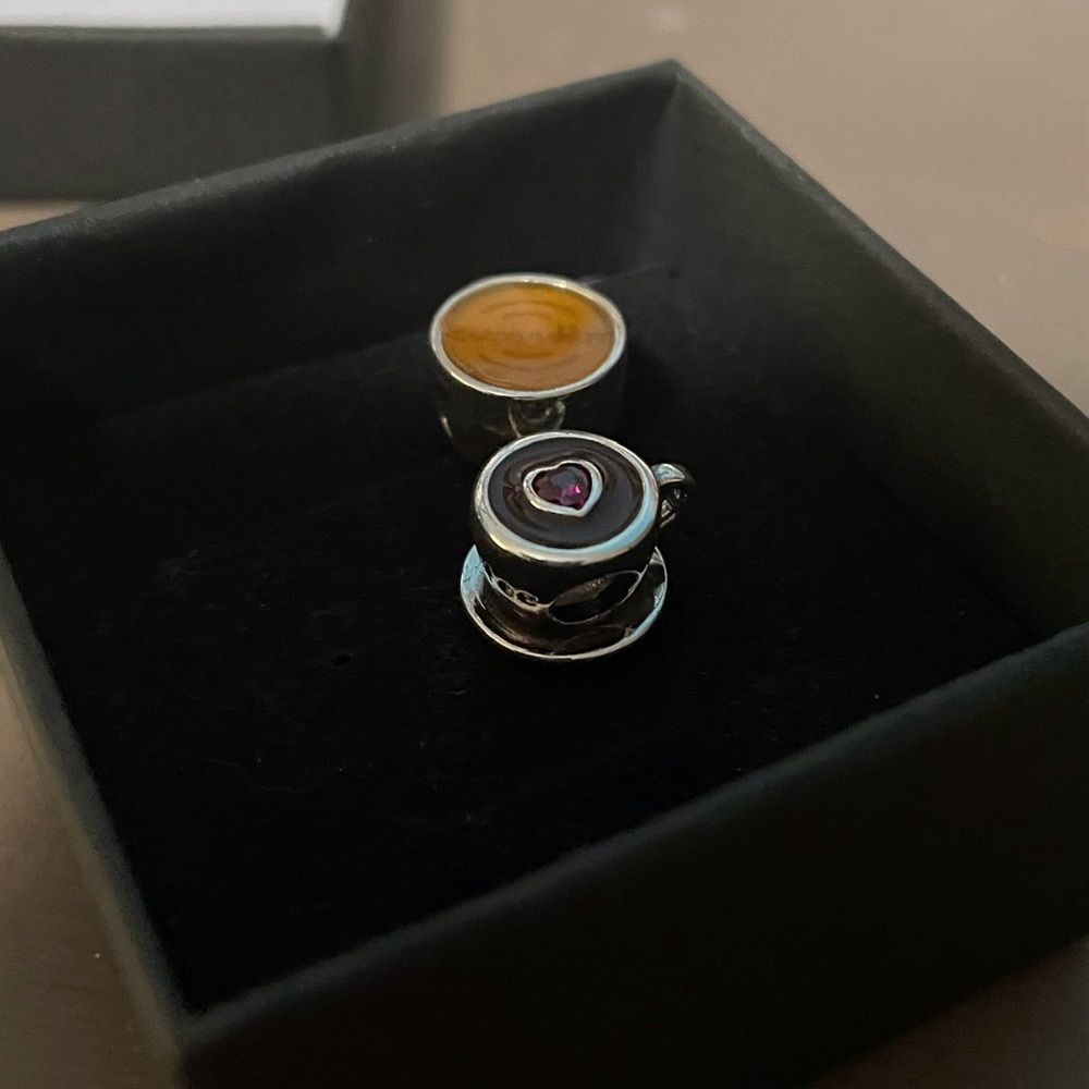 2 sterling silver coffee charms